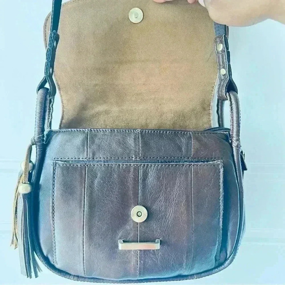 BAG Cobbler Legend Leather  Crossbody Bag brown Single Tab Zip Closure - Picture 4 of 16